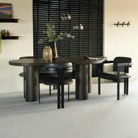 Table à manger en bois massif de luxe moderne, de forme irrégulière et sculptée, pour restaurant, hôtel, ensembles de tables à manger en bois pour salle à manger, en vente
