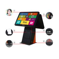 ZHONGJI Nuevo Terminal Punto de Venta Todo en Uno con Doble Pantalla, Sistema de Punto de Venta de Escritorio con Impresora Térmica de Recibos Integrada, Windows