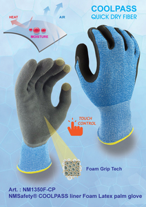 NMSAFETY-guantes de jardín de Palma de látex con revestimiento de concha de secado rápido, calibre 13, poliéster, EN388 2016 2131X - Product Image 4
