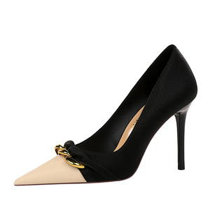 Nouvelles Escarpins Femme 2025 Noirs et Abricot Assortis à Talon Fin et Bout Pointu – Chaussures de Bureau pour Dames - Product Image 1