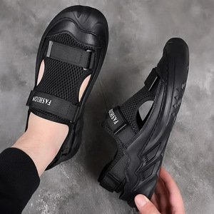 Sandales décontractées d'été pour hommes, à bout fermé, en maille, antidérapantes, respirantes, avec semelle en caoutchouc, idéales pour la conduite et les activités sportives en extérieur - Product Image 4