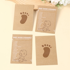 5/10 cartes de jeu de mots mélangés pour bébé <span class=keywords><strong>en</strong></span> papier kraft, double face, motif empreinte de bébé, fournitures pour fête de naissance - Product Image 1