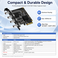 Tarjeta de Captura de Video SDI Interna PCIe de 4 Canales, 1080P*60Hz, Formato YUY2, Ancho de Banda de 20Gbps para Uso Industrial en Windows, Mac y Linux
