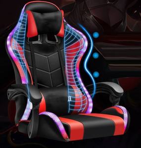 Fauteuil de jeu inclinable Fauteuil de jeu massant RVB avec lumières Fauteuil de course Predator en cuir avec repose-pieds - Product Image 4