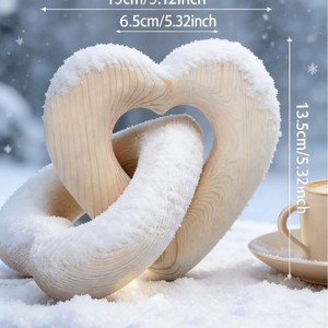 Wooden Double Ring Craft Ornament <b>13</b>.5cm Heart Shape With Backlight Living <b>Room</b> Desktop Decoration Valentine's Day Minimalist - Product Image 1