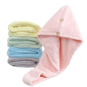 ผ้าขนหนูเช็ดผม ผ้าขนหนูคอรัลฟลีซลายตารางหนา แห้งเร็ว สำหรับใช้ในบ้าน - Product Image 4