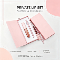 Coffrets Cadeaux Maquillage Naturel en Gros – Boîte Rose – Kit Crayon à Lèvres et Gloss – Fournisseur Marque Privée – Rouge à Lèvres Liquide et Crayon à Lèvres