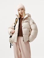 Veste d'hiver courte matelassée pour femme Pioneer Camp avec capuche, imperméable, chaude, style doudoune, manteau bouffant, vêtement d'extérieur