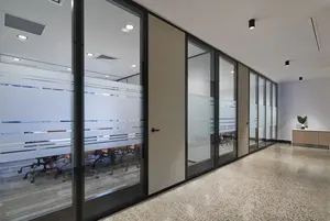 Modern Commercieel Interieur Aluminium Modulair Transparant Gehard Glas Kantoormeubilair Geluiddichte Scheidingswanden - Product Image 2