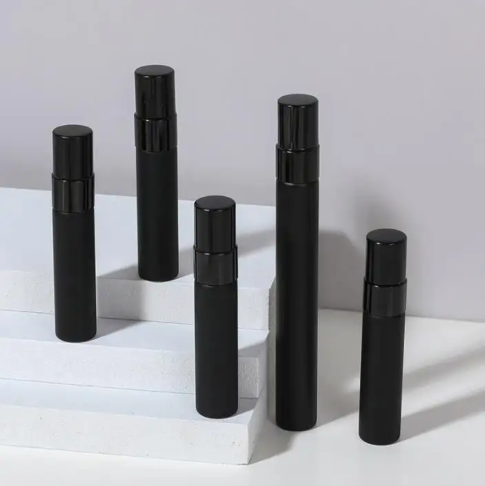 Matte Black 5ml Glass Fragrance Sample Atomizer Spray Bottles with Fine Mist Pump Sealing for perfume & Cosmetics