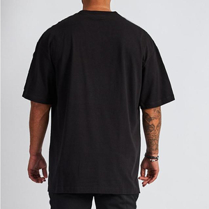T-shirts amples et décontractés pour hommes en coton noir 100 %, 230 g/m², à épaules tombantes, coupe oversize, unis, pour l'été - Product Image 3