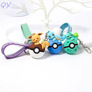 QY Cute Silicone <b>Keychains</b> 3D Cartoon Squirtle Bpocket monster Non-Toxic Rubber Key Rings - Product Image 3