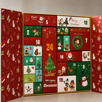 Calendrier de l'Avent Leabon, boîte cadeau à double ouverture, 24 boîtes en papier à puzzle, scène de Noël avec Père Noël, vente en gros, directement de l'usine