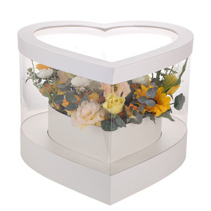 Heart Shaped pvc flower box Flower Birthday rigid Gift Paper Boxes Packaging Supply Wedding Party candy lovely Gift Storage