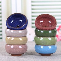 Pot de fleurs en céramique à motif floral 7 couleurs, nouveau design personnalisé, finition craquelée, mini pot pour plantes succulentes, idéal pour la décoration de la maison et du bureau