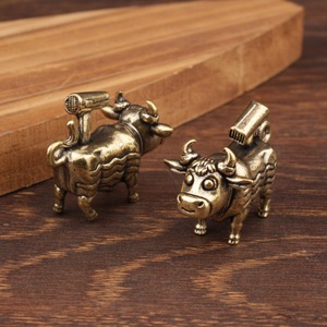 Adorno de Toro Volador de Latón, 2 Piezas, Decoración para el Hogar, Decoración del Zodiaco del Año Nuevo Chino, Artesanía Tradicional - Product Image 3