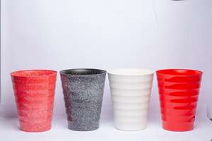 Factory Price Modern Plastic Plant Pot <b>Planter</b> Marble Stone Surface Design Thickened PP Material Decorative Garden <b>Small</b> Size - Product Image 2