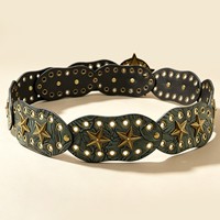 Ceinture pour femme style western, large, avec boucle en bronze antique et motif gaufré, accessoire de taille pour robe