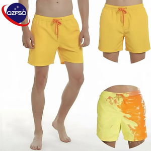 Shorts de bain thermochromiques QZFSO personnalisés avec logo, tissu sensible à la température, changement de couleur, pour la plage - Product Image 1