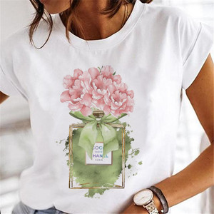 T-shirt blanc femme coupe du vin T-shirt imprimé Harajuku haut décontracté motif graphique grande taille filles à manches courtes vêtements T-Shirt - Product Image 2