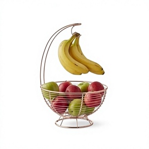 Exclusive Quality Iron Fruits <b>Storage</b> <b>Basket</b> With Banana Holder Rose <b>Gold</b> Color <b>Storage</b> <b>Basket</b> At Competitive Prices - Product Image 1