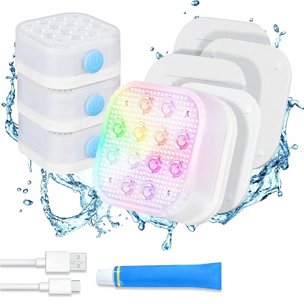 Rechargeable Submersible Waterproof Pool Lights Remote Control 16 Color-Changing LED Magnet Floating 4-Pack for Pools