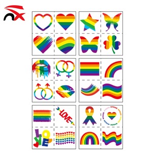 Autocollants de <span class=keywords><strong>tatouage</strong></span> arc-en-ciel pour le <span class=keywords><strong>Mois</strong></span> de la fierté, temporaires, pour événements sportifs, art corporel, décalcomanies colorées pour le visage, cadeaux promotionnels - Product Image 5