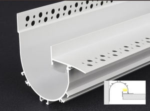 Profilé LED en aluminium encastré sans cadre SDW100R pour plâtre, avec diffuseur laiteux et joint d'angle - Product Image 3