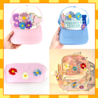 Usine personnalisé mignon 7 Styles fleur fer sur chapeau patchs de broderie coloré découpé au Laser décoration patchs pour vêtements chapeau de camionneur
