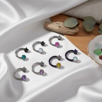 HGC Fashion ASTM F136 Titane Horseshoe AB Sheet CBR Anneau et clou de nez à filetage interne, Bijoux de piercing corporel, Barre courbée