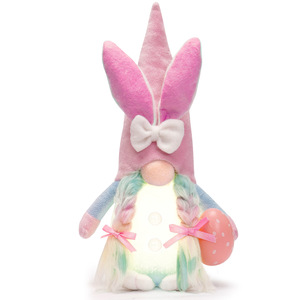 2024 nuova decorazione di Pasqua all'ingrosso uova da coniglietto di carote di ravanello primavera bambola senza volto Rudolph luci peluche conigli di Pasqua idea regalo - Product Image 6