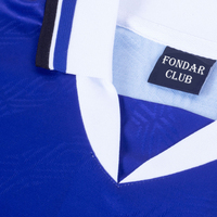 Maillot de football rétro personnalisé bleu marine vintage avec panneau diagonal et imprimé tonal, col blanc, pour hommes, vente en gros usine