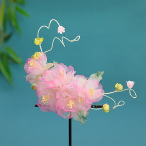 2025 Spring Collection Original Design Gradient <b>Pink</b> Exquisite Handmade Thread-<b>Wrapped</b> Hanfu Headwear Hair Clip Makeup and Hair - Product Image 4
