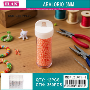 ILAN Abalorio Perline da 5 mm colore corallo per la creazione di gioielli, 12 pezzi per tubo - Product Image 3