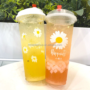 Gobelets en plastique PP jetables réutilisables de 12 oz/16 oz/24 oz pour jus de fruits, thé au lait, transparents, avec couvercles, fond rond, diamètre 90 mm, qualité alimentaire - Product Image 2
