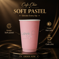 Gobelet à café jetable rose doré estampé, avec couvercle, épaissi pour boissons chaudes/froides, à emporter, personnalisable
