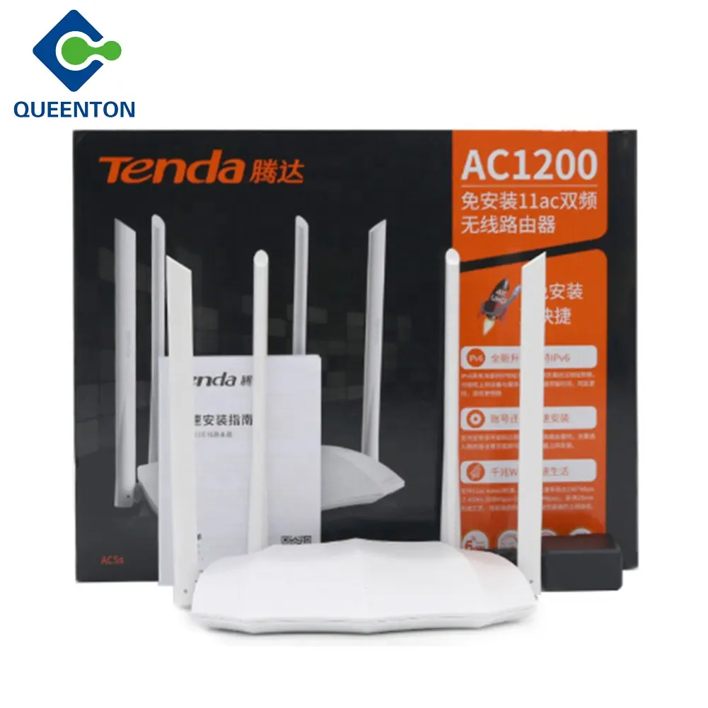 Global Version Tenda AC5 1200MBPS Dual-Band Router Dual-Band 2.4 GHz / 5 GHz Fast Ethernet Repeater Wireless Router