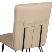 Métal Argent Pieds Élégant Doux Fauteuil Nordique Salon Restaurant Fauteuil Beige PU Chaise de Salle à Manger Moderne