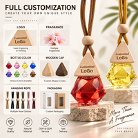 Diffuseur de parfum pour voiture personnalisé, bouteille en verre facetté avec bouchon en bois, huile parfumée naturelle 8ml, logo personnalisé, OEM, ODM, marque privée