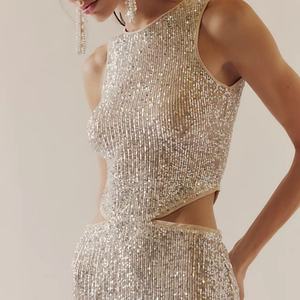 Vestido Maxi de Lentejuelas para Mujer, Diseño 2025, Primavera-Verano, Sin Mangas, Sexy, Ajustado a la Cadera - Product Image 4