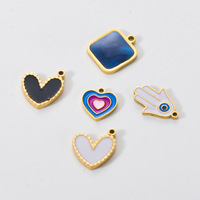 Faible MOQ, Plusieurs styles de breloques cœur en émail plaqué or en acier inoxydable pour la fabrication de bijoux DIY (colliers, boucles d'oreilles)
