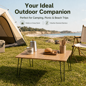 <span class=keywords><strong>Table</strong></span> de camping pliable en bambou durable à 4 sections, <span class=keywords><strong>table</strong></span> de pique-nique portable avec pieds en métal, légère, pour <span class=keywords><strong>6</strong></span> <span class=keywords><strong>personnes</strong></span> et plus, idéale pour le parc et le jardin - Product Image 3