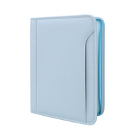 Porte-documents multifonctionnel A4 en cuir PU couleur macaron personnalisable avec fermeture éclair pour réunions d'affaires, dossier de gestionnaire, avec logo
