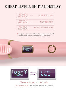 Professionnel numérique rose miroir bigoudi fer titane cheveux fer à friser pinces 32mm logo personnalisé - Product Image 3