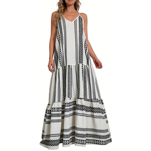 Vestido Maxi Halter con Estampado Geométrico Bohemio para <span class=keywords><strong>Mujer</strong></span>, Sin Mangas, con Volantes, para Vacaciones en la Playa, Moda Femenina - Product Image 6