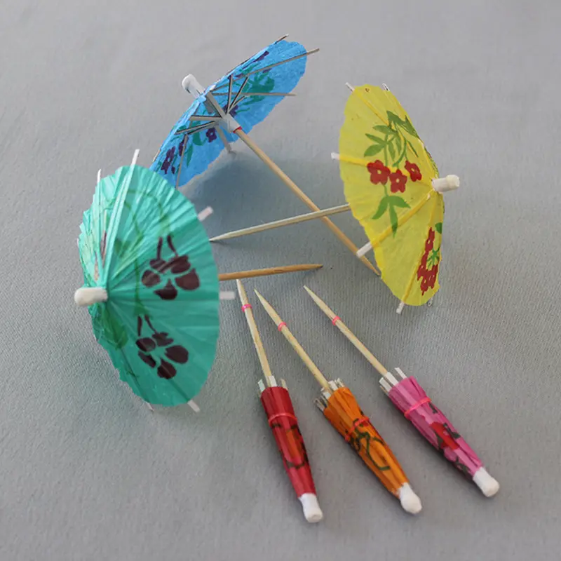 DD1608 été Mini Cupcake Toppers parapluie 500 pièces cure-dents mariage fête décor bâtons Parasol Cocktail boisson papier parapluies