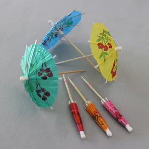 DD1608 Summer Mini Cupcake Toppers Umbrella 500pcs Toothpicks Wedding Party Decor Sticks Parasol Cocktail Drink Paper Umbrellas