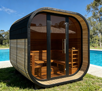 4-6 Personen Outdoor-Panorama-Dampfsauna aus Massivholz mit 6KW Saunaofen und Leichtasphaltdach für Entspannung und Spa
