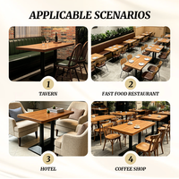 Ensemble table et chaises de restaurant commercial ModHomi, mobilier de café moderne, plateau en bois, base en métal pour établissement de restauration