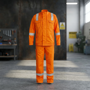 Orange Reflective Safety Set High Visibility Jacket <b>Trousers</b> Construction Utility Uniform Industrial Jobsite Protective Clothing - Product Image 2
